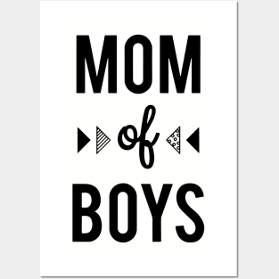 Mom Of Boys Family Heart Love Cloth Black And White Shirt Son Posters and Art